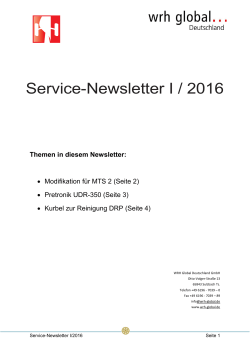 Service-Newsletter I / 2016 - WRH Global Deutschland GmbH