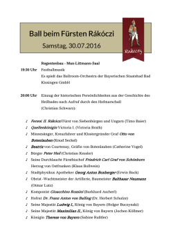 Das Programm zum Rakoczy-Festball 2016