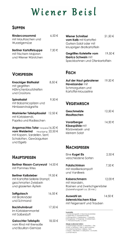 Speisekarte - deutsch