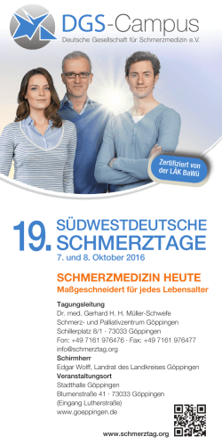 Programm Schmerztag 2016 - 19. Südwestdeutsche Schmerztage