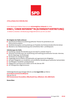 eines / einer Referent*in (Elternzeitvertretung)