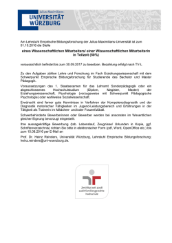 einer Wissenschaftlichen Mitarbeiterin in Teilzeit (50%)