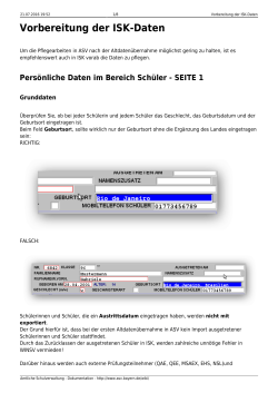 Vorbereitung der ISK-Daten - ASV