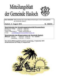 Mitteilungsblatt Hasloch August 2016