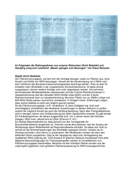 Im Folgenden die Stellungnahmen von unseren Referenten Ulrich