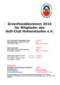 Greenfeeabkommen - Golfclub Hohenstaufen eV