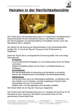 Heiraten in der Herrlichkeitsm&uuml;hle - F&ouml;rderverein Herrlichkeitsm&uuml;hle