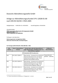 Deutsche Akkreditierungsstelle GmbH Anlage zur