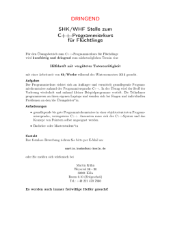 DRINGEND SHK/WHF Stelle zum C++