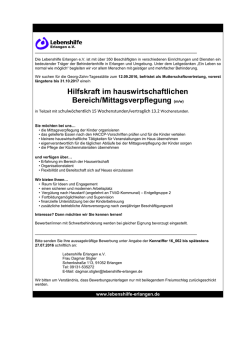 Hilfskraft für die Hauswirtschaft/Mittagsverpflegung in der Georg