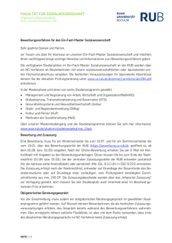 Informationen zu Bewerbung und Einschreibung