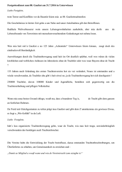 Festgottesdienst zum 80. Gaufest am 31.7.2016 in Unterw&ouml;ssen