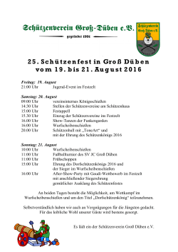 25. Schützenfest in Groß Düben vom 19. bis 21. August 2016
