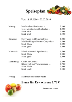Speiseplan für die Woche von 18.07.