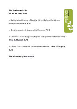 Die Wochengerichte - weilands wellfood