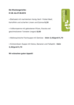 Die Wochengerichte - weilands wellfood
