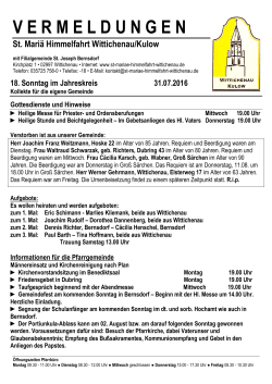 vermeldungen 31.07.2016 - Katholische Pfarrgemeinde St