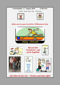 Hallo und ein ganz herzliches Willkommen beim - Kegeln