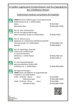 In Gie&szlig;en zugelassene Krankenh&auml;user und Durchgangs&auml;rzte der