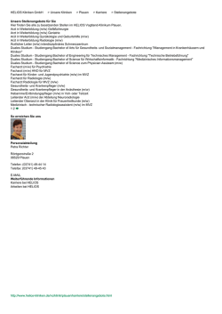 HELIOS Kliniken GmbH > Unsere Kliniken > Plauen > Karriere