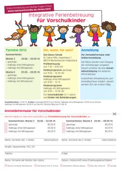 Integrative Ferienbetreuung f&uuml;r Vorschulkinder