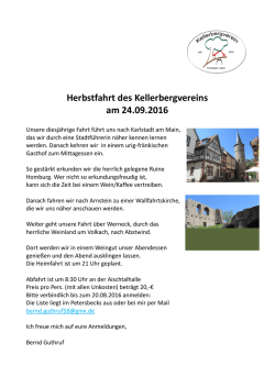 Herbstfahrt des Kellerbergvereins am 24.09.2016