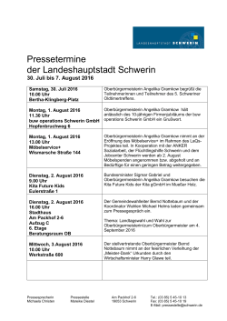 Pressetermine der Landeshauptstadt Schwerin