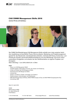 Detailprogramm CAS Management Skills 2016