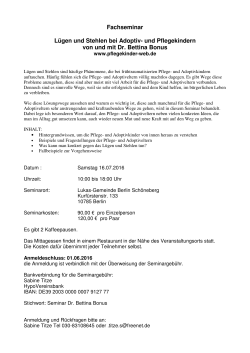 Fachseminar Lügen und Stehlen bei Adoptiv - Lukas