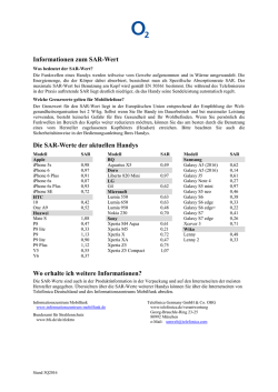 Informationen zum SAR-Wert Die SAR-Werte der
