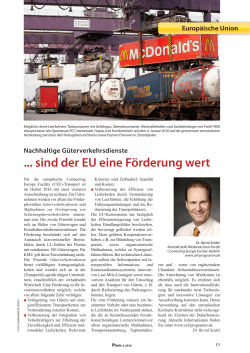 Nachhaltige Güterverkehrsdienste sind der EU eine Förderung wert