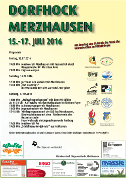 Programm Freitag, 15.07.2016 19:00 Uhr Musikverein Merzhausen