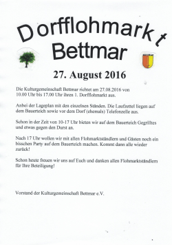 Flyer Dorfflohmarkt - Kulturgemeinschaft Bettmar