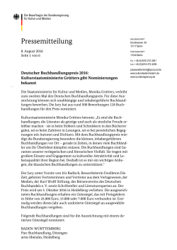 Pressemitteilung - Deutscher Buchhandlungspreis