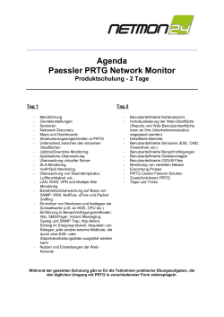 Agenda Paessler PRTG Network Monitor