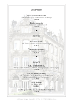 À la carte - Hotel Restaurant Zum Christophel