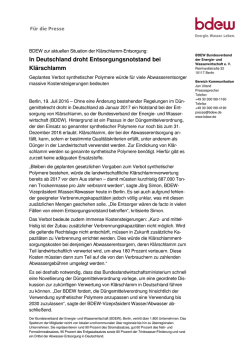In Deutschland droht Entsorgung Kl&auml;rschlamm and droht