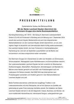 pressemitteilung - Steinmann Gruppe Presse