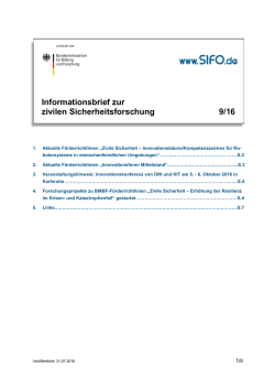 Informationsbrief 9/2016 - Forschung f&uuml;r die zivile Sicherheit