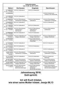 Jahreslosung 2016: Gott spricht: Ich will Euch tr&ouml;sten, wie einen