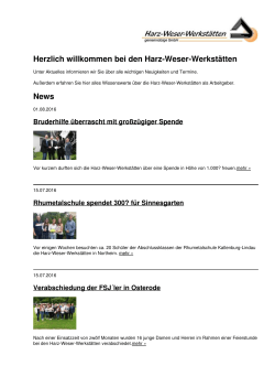 Harz-Weser-Werkstätten: Aktuelles