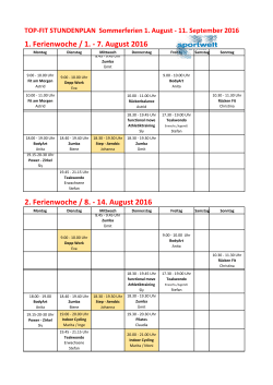 Stundenplan Sportwelt – Sommerferien