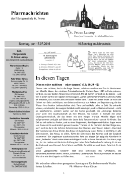 In diesen Tagen