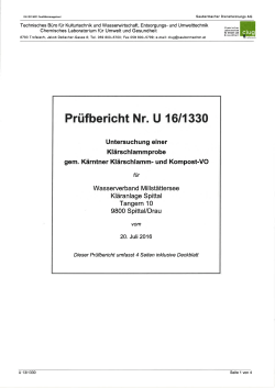 Aktuelle Klärschlammuntersuchung