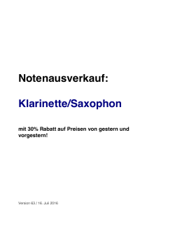 Notenausverkauf: Klarinette/Saxophon