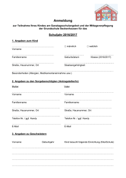 Anmeldung Ganztag Grundschule Seckenhausen 2016 2017