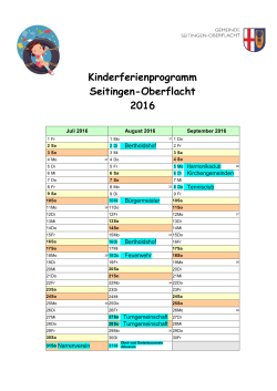 Kinderferienprogramm Seitingen-Oberflacht 2016