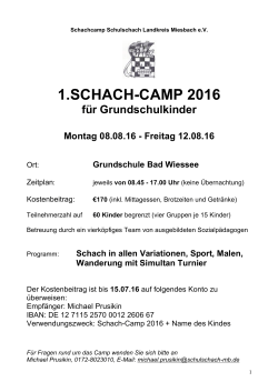 1.schach-camp 2016 - Schulschach im Landkreis Miesbach