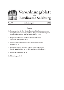 Juli/August - Erzdi&ouml;zese Salzburg