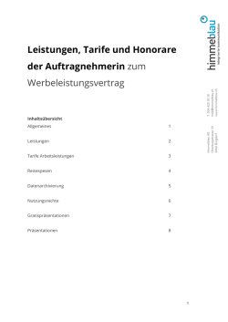 Leistungen, Tarife, Honorare